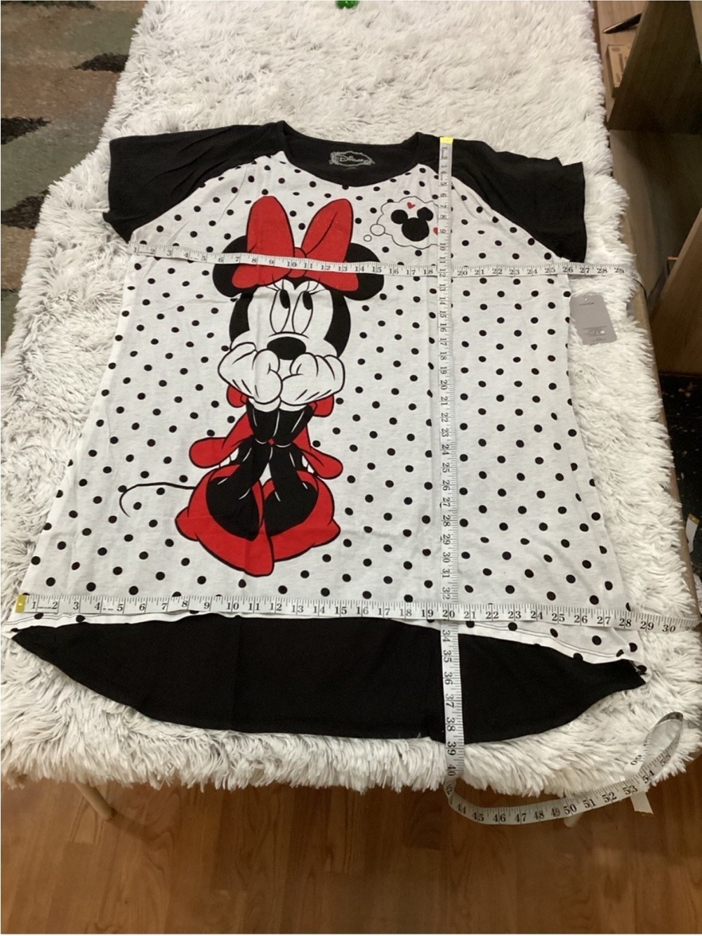 Disney Minnie Mouse Polka Dot Sleep Shirt Nightgown Lounge Tee Size 1X/2X - Picture 9 of 11